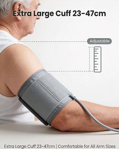 Arm Blood Pressure Monitor No App, 4.5" Large Screen, Extra Large Cuff 23-47cm, Voice Broadcast, Upper Arm BP Machine for Seniors Home Use in Saudi Arabia