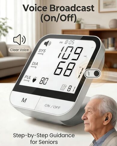 Arm Blood Pressure Monitor No App, 4.5" Large Screen, Extra Large Cuff 23-47cm, Voice Broadcast, Upper Arm BP Machine for Seniors Home Use in Saudi Arabia