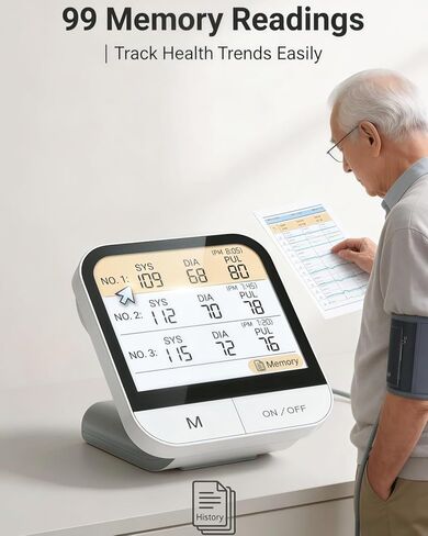 Arm Blood Pressure Monitor No App, 4.5" Large Screen, Extra Large Cuff 23-47cm, Voice Broadcast, Upper Arm BP Machine for Seniors Home Use in Saudi Arabia