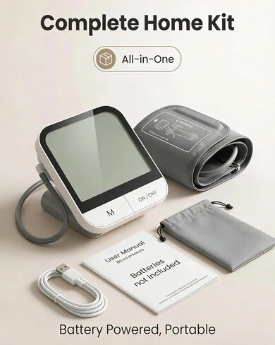 Arm Blood Pressure Monitor No App, 4.5" Large Screen, Extra Large Cuff 23-47cm, Voice Broadcast, Upper Arm BP Machine for Seniors Home Use in Saudi Arabia
