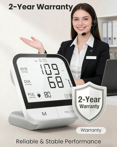 Arm Blood Pressure Monitor No App, 4.5" Large Screen, Extra Large Cuff 23-47cm, Voice Broadcast, Upper Arm BP Machine for Seniors Home Use in Saudi Arabia