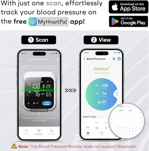 جهاز قياس ضغط الدم Easy@Home للاستخدام المنزلي، جهاز BP الناطق الرقمي مع صوت قابل للتعديل، شاشة LED كبيرة بثلاثة ألوان، تشغيل بلمسة واحدة، تطبيق MyHeartPal مجاني، بدون بلوتوث، EBP-703 in Saudi Arabia