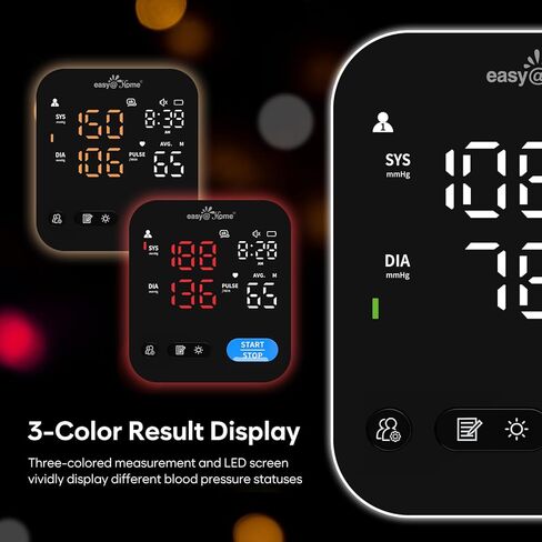 جهاز قياس ضغط الدم Easy@Home للاستخدام المنزلي، جهاز BP الناطق الرقمي مع صوت قابل للتعديل، شاشة LED كبيرة بثلاثة ألوان، تشغيل بلمسة واحدة، تطبيق MyHeartPal مجاني، بدون بلوتوث، EBP-703 in Saudi Arabia