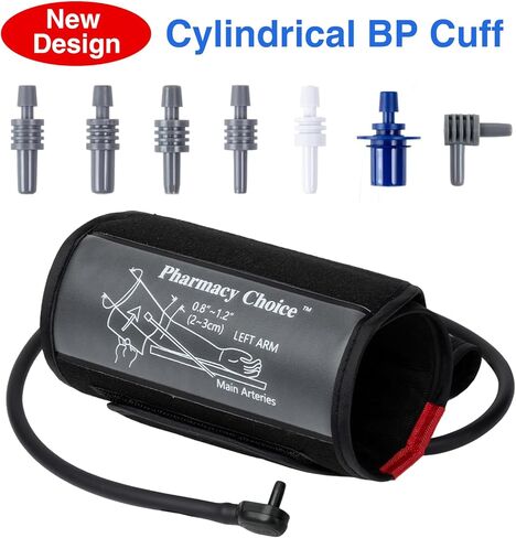 الكفة الأسطوانية لضغط الدم، الكفة للبالغين، الكفة BP العالمية، متوافقة مع معظم الشاشات، الكفة البديلة لضغط الدم ARM مع 8 موصلات، مقاس واحد يناسب 7 بوصات - 16.5 بوصة (17-42 سم) أسود in Kuwait