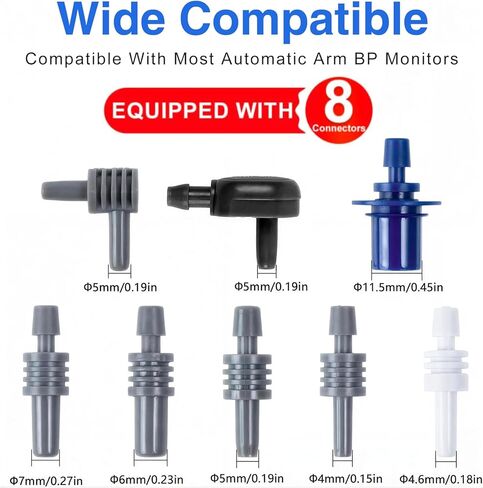 الكفة الأسطوانية لضغط الدم، الكفة للبالغين، الكفة BP العالمية، متوافقة مع معظم الشاشات، الكفة البديلة لضغط الدم ARM مع 8 موصلات، مقاس واحد يناسب 7 بوصات - 16.5 بوصة (17-42 سم) أسود in Kuwait
