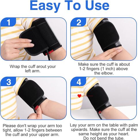 الكفة الأسطوانية لضغط الدم، الكفة للبالغين، الكفة BP العالمية، متوافقة مع معظم الشاشات، الكفة البديلة لضغط الدم ARM مع 8 موصلات، مقاس واحد يناسب 7 بوصات - 16.5 بوصة (17-42 سم) أسود in Kuwait