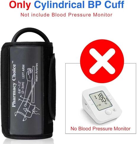 الكفة الأسطوانية لضغط الدم، الكفة للبالغين، الكفة BP العالمية، متوافقة مع معظم الشاشات، الكفة البديلة لضغط الدم ARM مع 8 موصلات، مقاس واحد يناسب 7 بوصات - 16.5 بوصة (17-42 سم) أسود in Kuwait