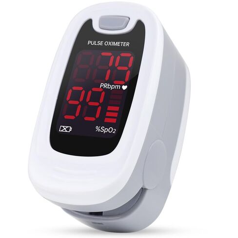 CONTEC CMS50M Fingertip Pulse Oximeter SpO2 and PR Value Blood Oxygen Monitor Neck/Wrist Cord LED Display Gray White color (Gray) in Kuwait
