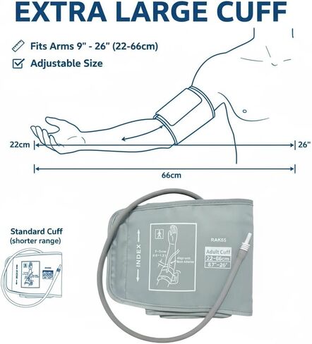 Blood Pressure Cuff Compatible with Omron (22-66CM), Extra Large BP Replacement Cuff for Big Arms, Compatible with Most Blood Pressure Monitors – Includes 6 Adapters in Saudi Arabia