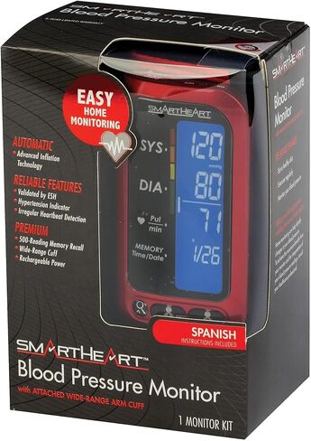 Smartheart Adult Cuff Arm Home Automatic Digital Blood Pressure Monitor 1-Tube Black 1 Each in Saudi Arabia