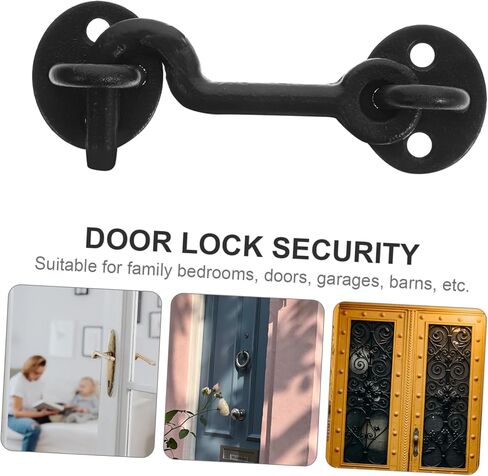 Holibanna European Style Cast Iron Hook and Eye Latch Heavy Duty Window Hook for Doors and Gates Vintage Design for Home Use 1 Set in Kuwait