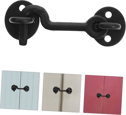 Holibanna European Style Cast Iron Hook and Eye Latch Heavy Duty Window Hook for Doors and Gates Vintage Design for Home Use 1 Set in Kuwait