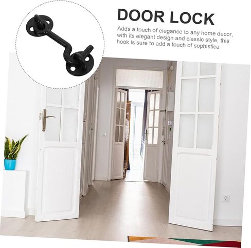 Holibanna European Style Cast Iron Hook and Eye Latch Heavy Duty Window Hook for Doors and Gates Vintage Design for Home Use 1 Set in Kuwait