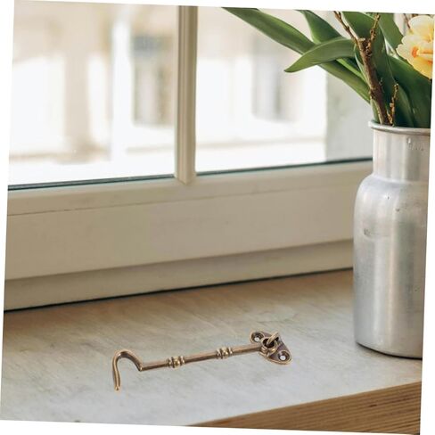 Lurrose Brass Door Hook and Eye Latch for Garage and Window Security Cabin Hook Screws Easy Installation Enhanced Safety for Indoor Use Decor in Saudi Arabia