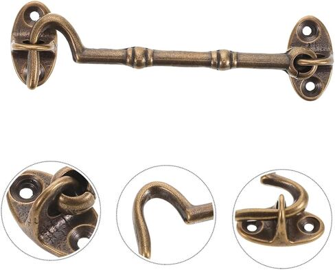 Lurrose Brass Door Hook and Eye Latch for Garage and Window Security Cabin Hook Screws Easy Installation Enhanced Safety for Indoor Use Decor in Saudi Arabia