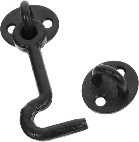 TEHAUX Vintage Cast Iron Hook Latch Heavy Duty Eye Door Lock with Screws for Gates Cabinets and Windows Rustic Style 1 Set in Saudi Arabia