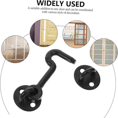 TEHAUX Vintage Cast Iron Hook Latch Heavy Duty Eye Door Lock with Screws for Gates Cabinets and Windows Rustic Style 1 Set in Saudi Arabia