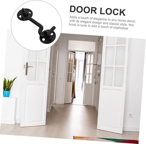 TEHAUX Vintage Cast Iron Hook Latch Heavy Duty Eye Door Lock with Screws for Gates Cabinets and Windows Rustic Style 1 Set in Saudi Arabia