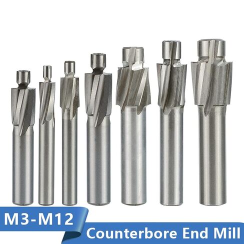 القاطع HSS Counterbore نهاية مطحنة M3-M12 الطيار الشق أداة وسع نهاية المطاحن CNC راوتر بت أداة طحن in Kuwait
