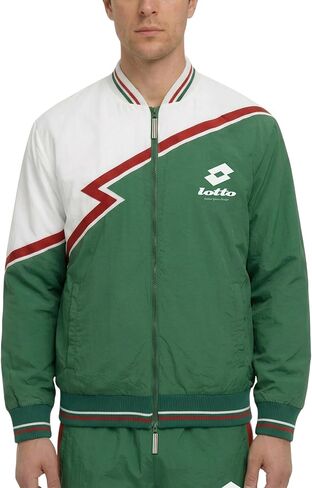 Lotto Men's Treviso Track Jacket - Lightweight, Durable Poly Twill Track Jacket With Full-zip, Retro Paneling & Rib Trim in Saudi Arabia
