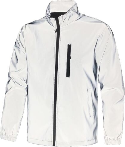 Spring and Autumn Men's Stand Collar High-Gloss Reflective Jacket Outdoor Cycling and Running Coat in Saudi Arabia