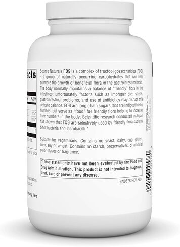 Source Naturals FOS Powder Dietary Supplement, Fructooligosaccharides Probiotic Enhancer - 200 Grams Powder in Saudi Arabia