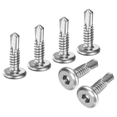 M METERXITY 100 Pack Hex Socket Self Tapping Screws, #10 x 3/4 Inch Flat Head Socket Cap Bolts 410 Stainless Steel Metal Sheet Drilling Screw for Home Repair Wood [Silver Tone] in Saudi Arabia
