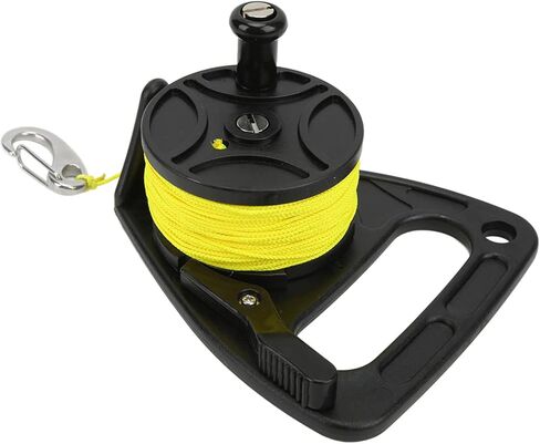 Dive Reel with Thumb Stopper, 46m Yellow Wire Blue Reel for Snorkeling and Underwater Sports - Durable Nylon Wire, Smooth Line Control, Lightweight Design (Black Wheel) in Saudi Arabia