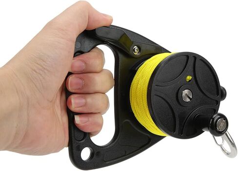 Dive Reel with Thumb Stopper, 46m Yellow Wire Blue Reel for Snorkeling and Underwater Sports - Durable Nylon Wire, Smooth Line Control, Lightweight Design (Black Wheel) in Saudi Arabia
