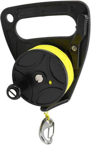 Dive Reel with Thumb Stopper, 46m Yellow Wire Blue Reel for Snorkeling and Underwater Sports - Durable Nylon Wire, Smooth Line Control, Lightweight Design (Black Wheel) in Saudi Arabia