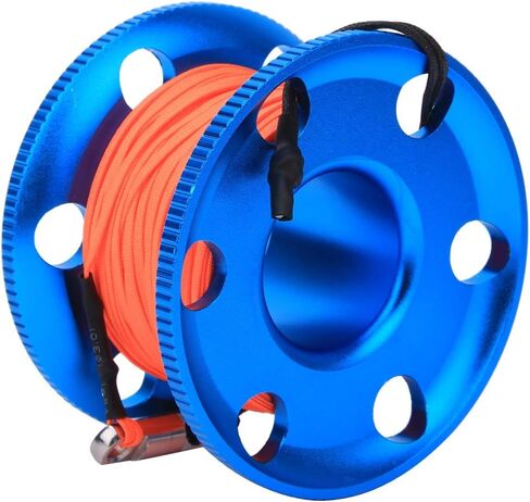 Scuba Diving Finger Spool Reel, Stainless Steel, 50M Orange Line - High Visibility, Free Swivel, Ideal for Dive Reel System and Kayak Anchor Use (50M) in Saudi Arabia