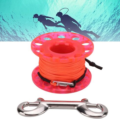 Finger Reel Diving Spool with 30m Orange Line, Stainless Steel Clip, Lightweight Durable Underwater Diving Gear - Anti Swivel Joint, Easy Connection for Cave and Wreck (red wheel) in Saudi Arabia