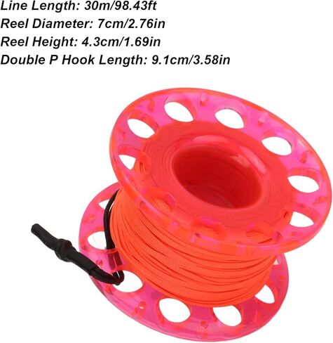 Finger Reel Diving Spool with 30m Orange Line, Stainless Steel Clip, Lightweight Durable Underwater Diving Gear - Anti Swivel Joint, Easy Connection for Cave and Wreck (red wheel) in Saudi Arabia