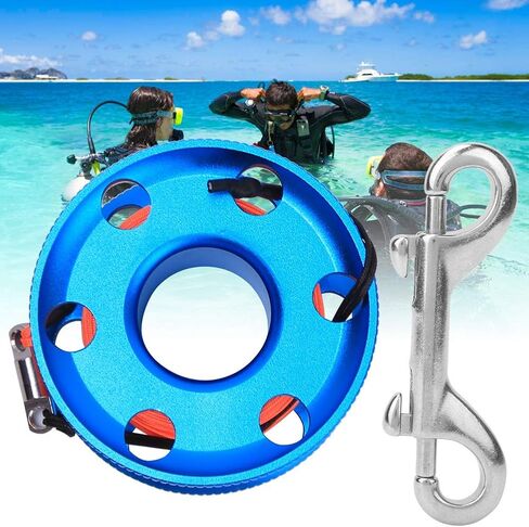 Scuba Diving Finger Spool Reel, Stainless Steel, 50M Orange Line - High Visibility, Free Swivel, Ideal for Dive Reel System and Kayak Anchor Use (30M) in Saudi Arabia