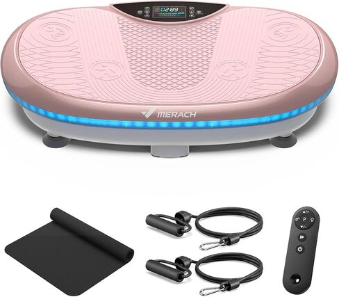 MERACH Vibration Plate Exercise Machine, 4D Whole Body Workout Vibrating Platform for Lymphatic Drainage Weight Loss Muscle Activation, Home Fitness Equipment with Bluetooth Light Pull Cord in Saudi Arabia