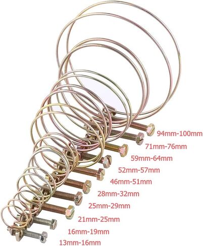 10pcs Double Wire Hose Clips Adjustable Double Wire Water Hose Barb Clamp Pipe Clip Hoop Plumbing Fastener (57mm（52-57)) in Saudi Arabia