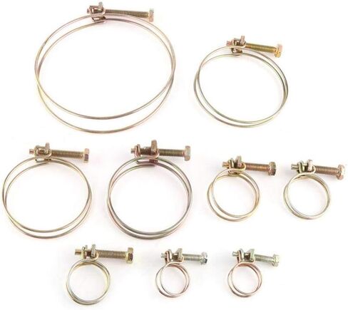 10pcs Double Wire Hose Clips Adjustable Double Wire Water Hose Barb Clamp Pipe Clip Hoop Plumbing Fastener (57mm（52-57)) in Saudi Arabia