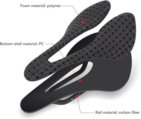 EVTSCAN 3D Printed Bike Saddle, Carbon Fiber Shock Absorption Comfortable Lightweight Cycling Saddle for Road Bikes in Saudi Arabia