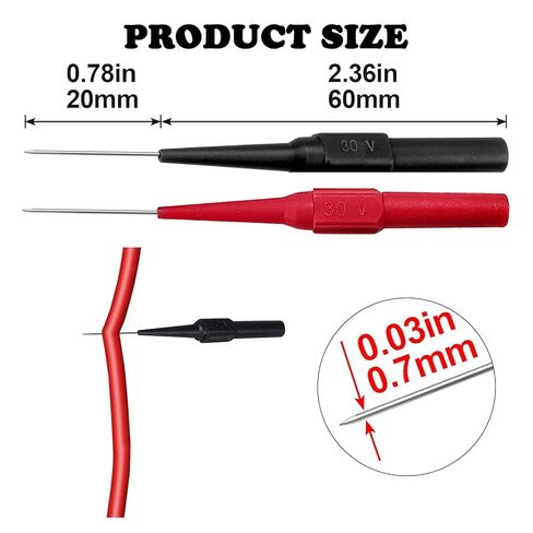 12 PCS Stainless Steel Back Probe Pins Kit, 0.7mm Electrical Needle Probes for 4mm Banana Socket Plug, Insulation Piercing Pin Test Probes in Kuwait