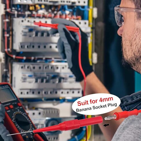 12 PCS Stainless Steel Back Probe Pins Kit, 0.7mm Electrical Needle Probes for 4mm Banana Socket Plug, Insulation Piercing Pin Test Probes in Kuwait