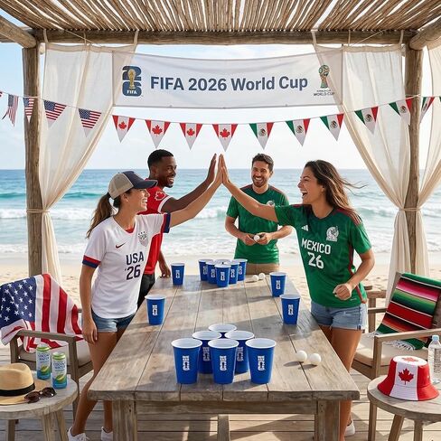 مجموعة كأس العالم لكرة القدم المضيفة الرسمية لكأس العالم FIFA 2026 (22 قطعة + 4 كرات) | أكواب فردية وكرات بينج بونج قابلة لإعادة الاستخدام - مصممة خصيصًا للألعاب الداخلية والخارجية التي لا نهاية لها، والبوابات الخلفية، وأيام الألعاب والحفلات in Kuwait