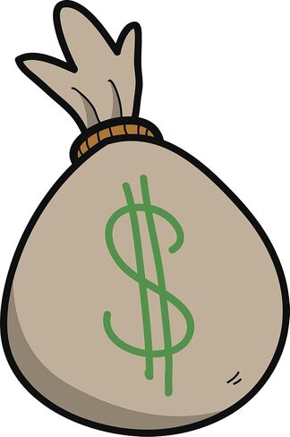 ملصق من الفينيل مطبوع عليه صورة كرتونية بسيطة لحقيبة تقليدية بسيطة تحتوي على أموال نقدية (طول 4 بوصات) in Kuwait