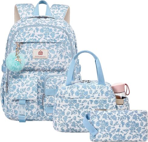 School Backpack with Lunchbox for Teens Girls Women 15.6 Inch Laptop College Backpacks with Lunch Bag Bookbag Set Corduroy Kids Elementary Middle High Bags Students Daypack - Beige Strawberry Set in Kuwait