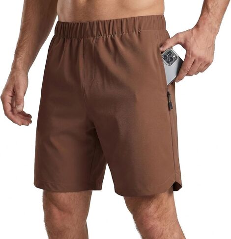 Men's Athletic Running Shorts Lightweight Casual Workout Gym Shorts Yoga Hiking Golf Beach Short with Zipper Pockets in Saudi Arabia