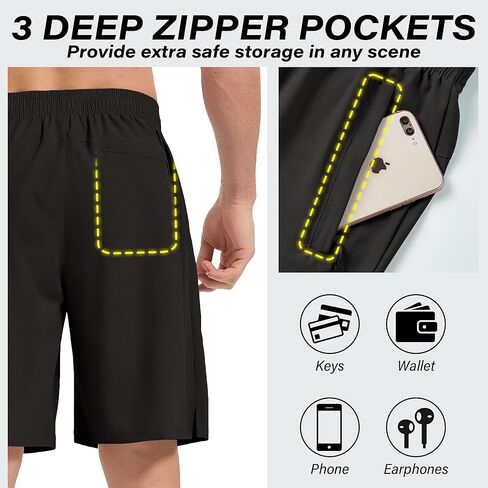 Mens Athletic Shorts Quick Dry Running Shorts with Zipper Pockets Lightweight for Gym Workout Basketball in Saudi Arabia