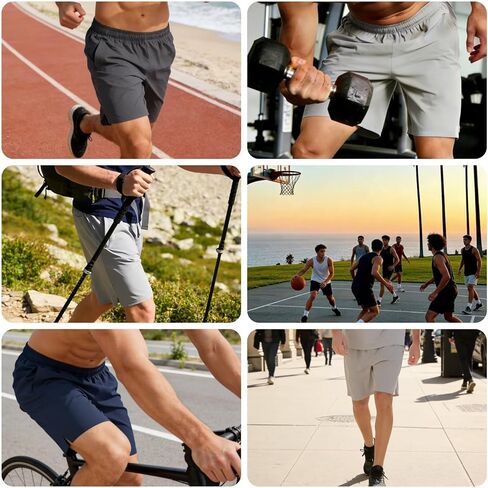 Mens Athletic Shorts Quick Dry Running Shorts with Zipper Pockets Lightweight for Gym Workout Basketball in Saudi Arabia
