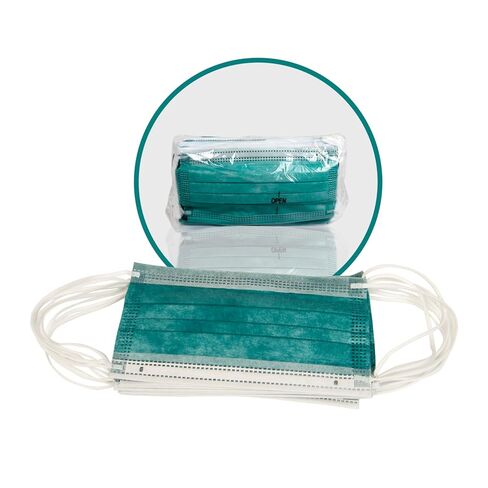 Pac-Dent MASKT-01HG-A iMask ASTM Level 2 3 Ply Disposable Face Masks, reen, Pack of 50 in Kuwait
