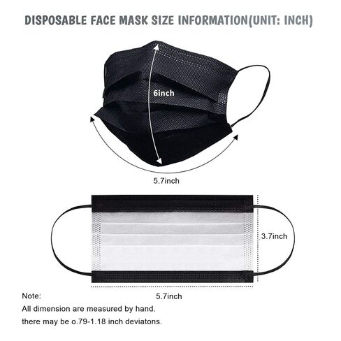 Kids Face Mask Black Disposable Kids Masks for Protection Breathable Black Face Masks Cute Facemasks for Children 50Pcs in Saudi Arabia