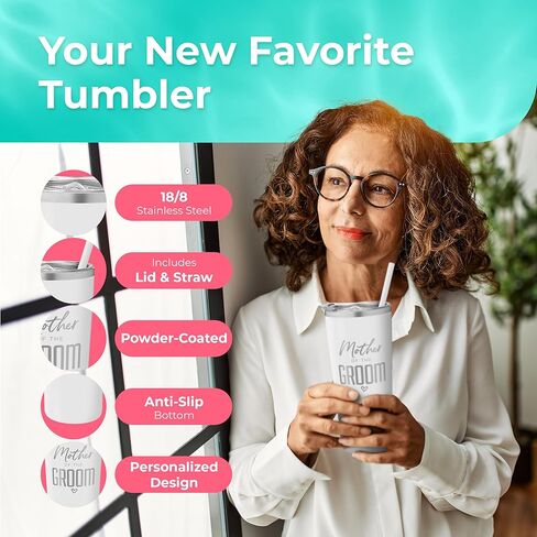 كأس أم العريس SassyCups | كوب من الفولاذ المقاوم للصدأ معزول بالفراغ منقوش مع شفاطة لأم العريس | هدايا الخطوبة | هدايا أم العريس| كوب السفر لحفلات الزفاف in Saudi Arabia