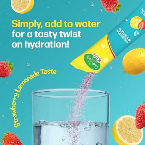 Culturelle® Kids Probiotics and Electrolytes Hydration Super Duo, Strawberry Lemonade, Sugar Free‡ Powder Packets for Immune and Digestive Support, 30 Count in Kuwait